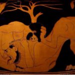 Fresque représentant Hercule en train de combatre le lion de némée