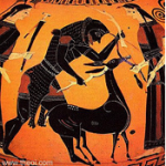 Vase montrant Hercule capturant la biche de Cérynie