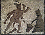 Mosaïque d'Hercule nettoyant les écuries d'Augias