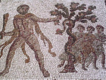mosaïque d'Atlas dérobant les pommes d'or du jardin des hespérides